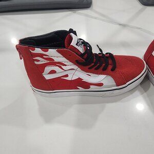 Vans Sk8-Hi Zip Flame Red/White Kids Sneakers US 4